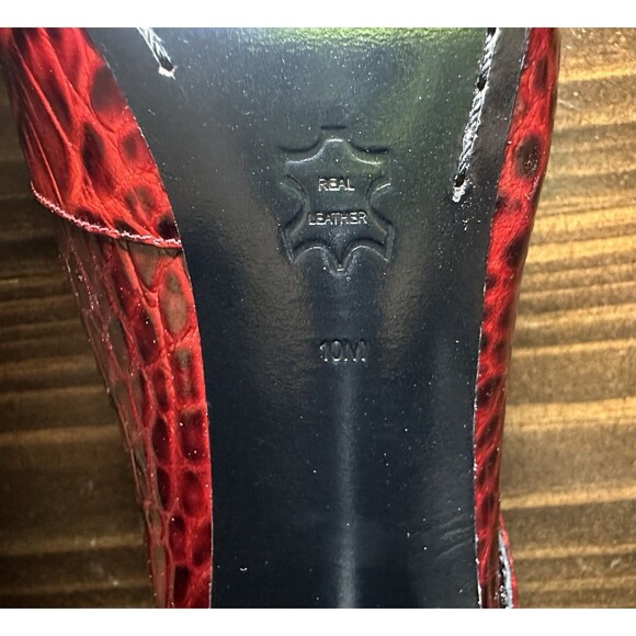 Via Spiga Animal Print Patent Red Leather Ankle Heeled Booties Women's 10 - Picture 10 of 12